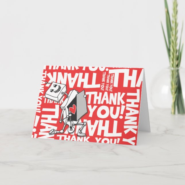 Carte De Remerciements Thank you robot (Devant)