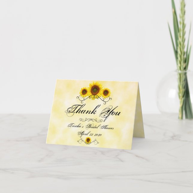 Carte De Remerciements Thank you Sunflower Bridal Shower Card (Devant)