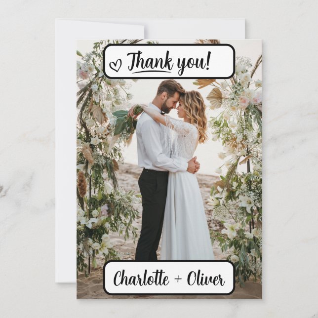 Carte De Remerciements Thank You Wedding Card avec Picture (Back & Front) (Devant)