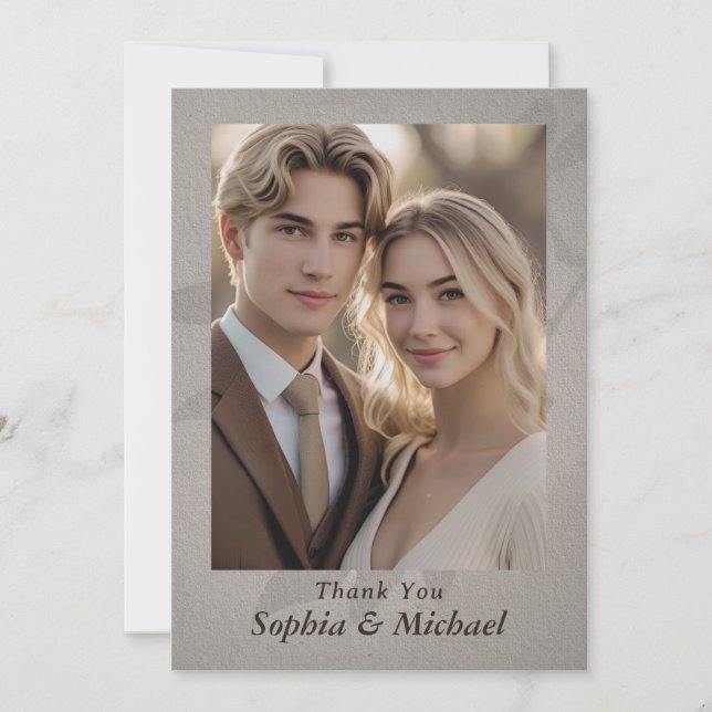 Carte De Remerciements Thank You Wedding Card Photo Subtle Leaves (Devant)