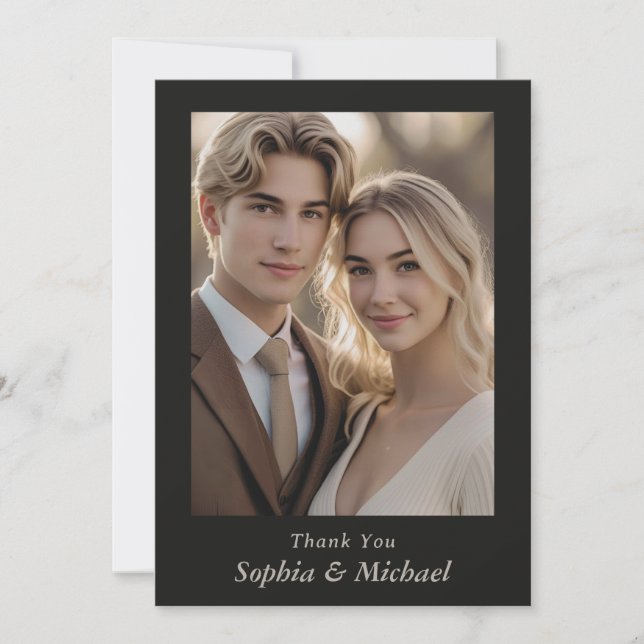Carte De Remerciements Thank You Wedding Card Photograph Modern Floral  (Devant)