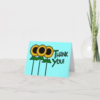 Carte De Remerciements Thank you with Three Outlined Sunflowers