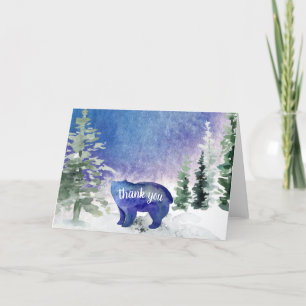 Carte De Remerciements Thank You Woodland Forest Bear Watercolor