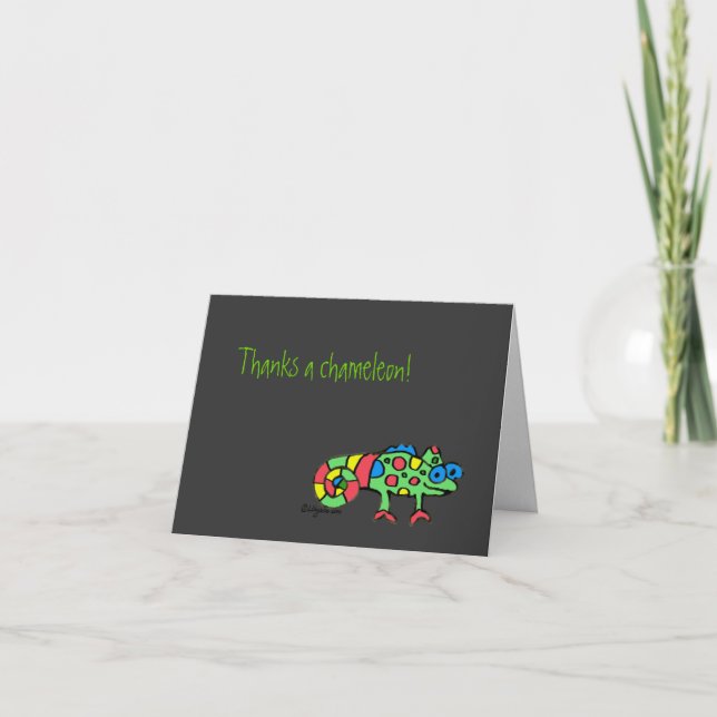 Carte De Remerciements Thanks a Chameleon Black Thank (Devant)