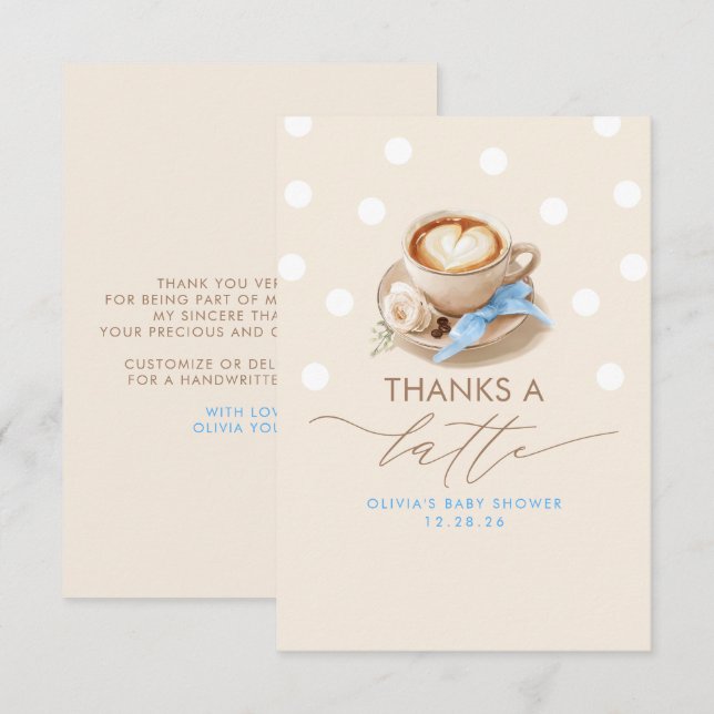 Carte De Remerciements Thanks a Latte Coffee Themed Thank You (Devant / Derrière)