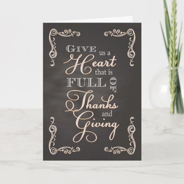 Carte De Remerciements Thanksgiving Chalkboard - Coeur des remerciements  (Devant)