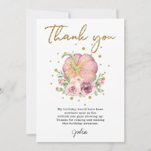 Carte De Remerciements Thanksgiving Citrouille Anniversaire rose