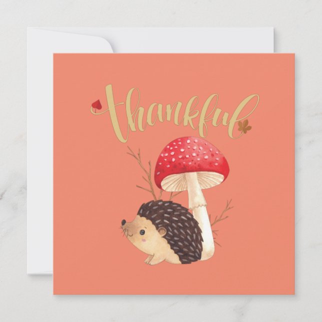 Carte De Remerciements Thanksgiving Cute Kawaii Hedgehog (Devant)
