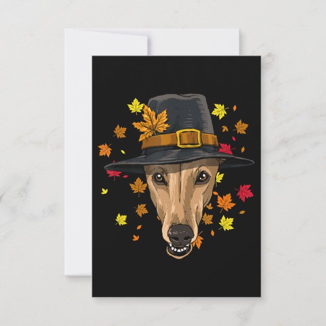 Carte De Remerciements Thanksgiving Greyhound Costume pèlerin Hommes Femm (Devant)
