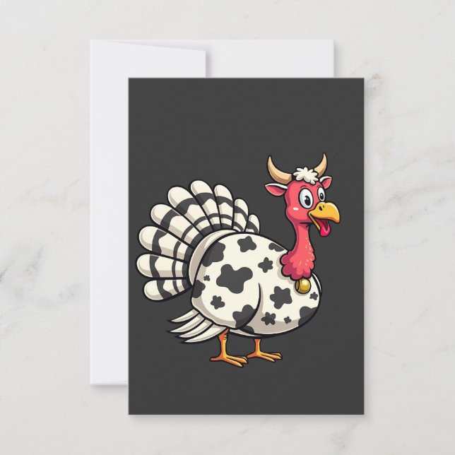 Carte De Remerciements Thanksgiving Turkey Moo Cow Head Fundy Fall Family (Devant)
