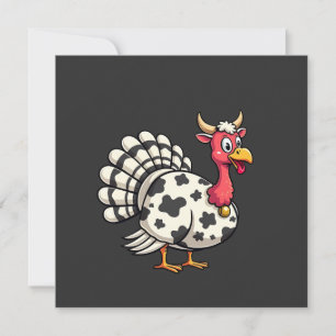 Carte De Remerciements Thanksgiving Turkey Moo Cow Head Fundy Fall Family