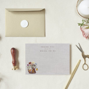 Carte De Remerciements Thé à la fête des fleurs sauvages aquarelle pour l