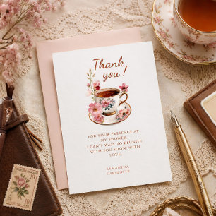 Carte De Remerciements Thé à l'heure florale vintage baby shower