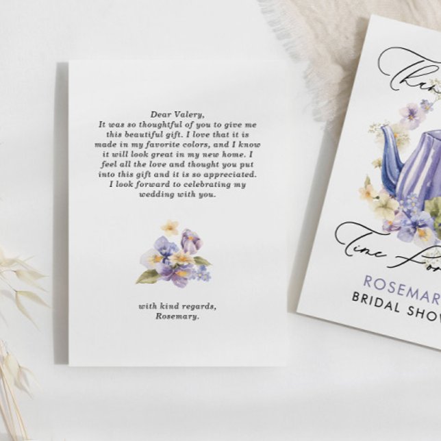 Carte De Remerciements Thé à l'heure pour la douche nuptiale aquarelle fl (Créateur téléchargé)