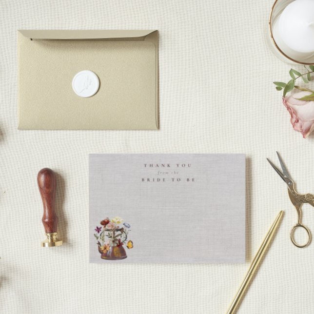 Carte De Remerciements Thé de mariage dans un jardin de fleurs sauvages a (Créateur téléchargé)