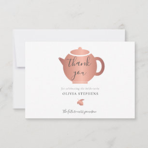 Carte De Remerciements Thé de mariage élégant minimaliste en or rose