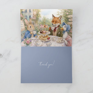 Carte De Remerciements Thé de rassemblement de lapin de renard de canard