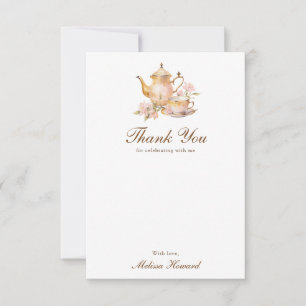 Carte De Remerciements Thé Élevé Pastel Or Baby Shower Mariage