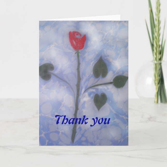 Carte De Remerciements The Marbling of art red rose thank you card (Devant)