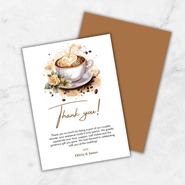 Carte De Remerciements Thé Mariage Parfait Café Couple Shower  (The Perfect Blend Coffee Wedding Couples Shower Thank You Card )