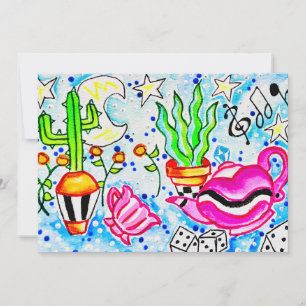 Carte De Remerciements Thé rose et cactus