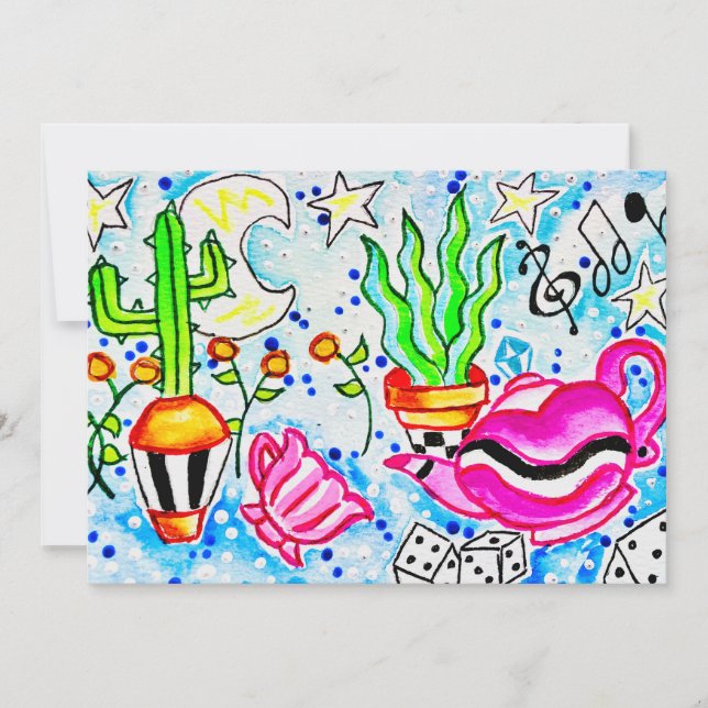 Carte De Remerciements Thé rose et cactus (Devant)