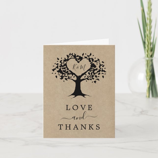 Carte De Remerciements The Rustic Heart Tree Wedding Collection (Devant)