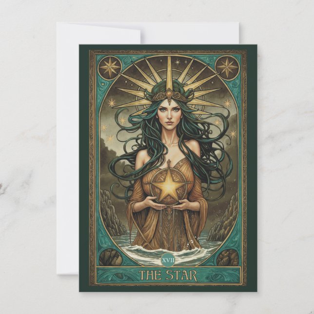 Carte De Remerciements The Star Tarot Art Flat Thank You Card (Devant)