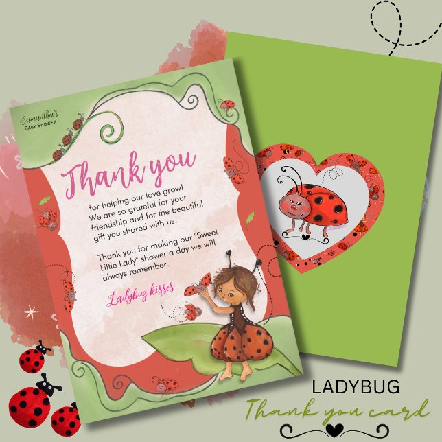 Carte De Remerciements The Sweet Little Ladybug & Heart Card  (The Sweet Little Ladybug & Heart Card )