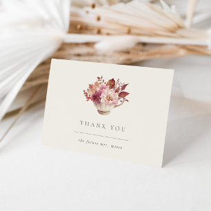 Carte De Remerciements Théière Florale d'Automne Mariage de Rêve