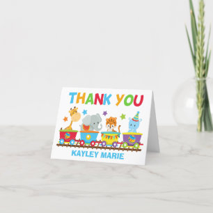 Carte De Remerciements Thème Anniversaire Cirque Animaux Enfants Personna