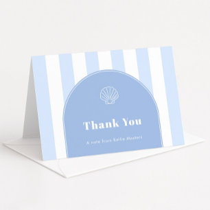 Carte De Remerciements Thème côtier rayures bleues et blanches Minimalist