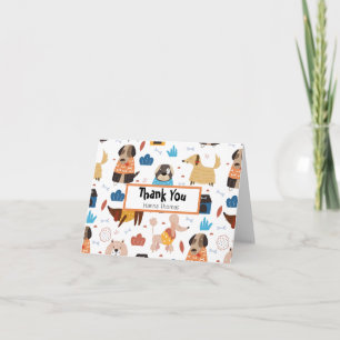 Carte De Remerciements Thème d'anniversaire du chien de caricature mignon