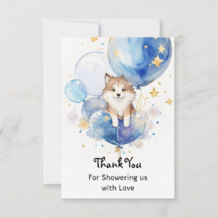 Carte De Remerciements Thème de Baby shower de loup mignon