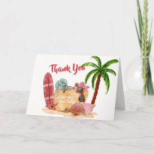 Carte De Remerciements Thème de Baby Shower Palmier Plage de Surf Océaniq