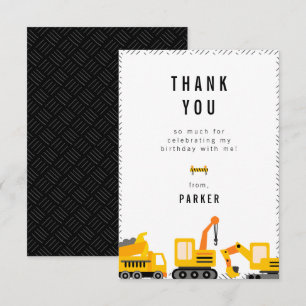 Carte De Remerciements Thème de camions de construction pour anniversaire
