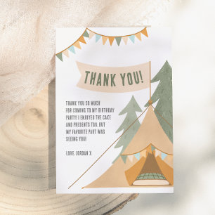 Carte De Remerciements Thème de camping Aventure en plein air Fête d'anni