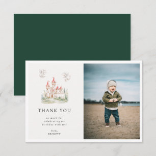 Carte De Remerciements Thème de château de dragon mignon pour photo d'ann