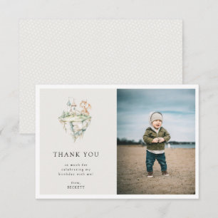 Carte De Remerciements Thème de dragon mignon Photo d'anniversaire