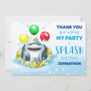Carte De Remerciements Thème de fête d'anniversaire pour enfants Requin