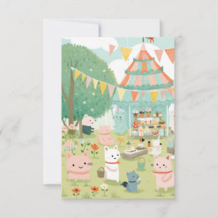 Carte De Remerciements Thème de fête mignon. Anniversaire