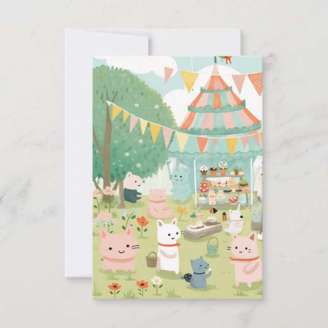 Carte De Remerciements Thème de fête mignon. Anniversaire (Devant)