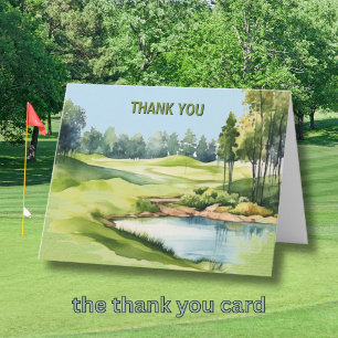 Carte De Remerciements Thème de golf de paysage à l'aquarelle pour l'anni