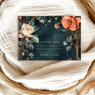 Carte De Remerciements Thème de mariage Élégance Sombre