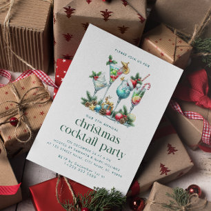 Carte De Remerciements Thème de Noël Cocktail fêté