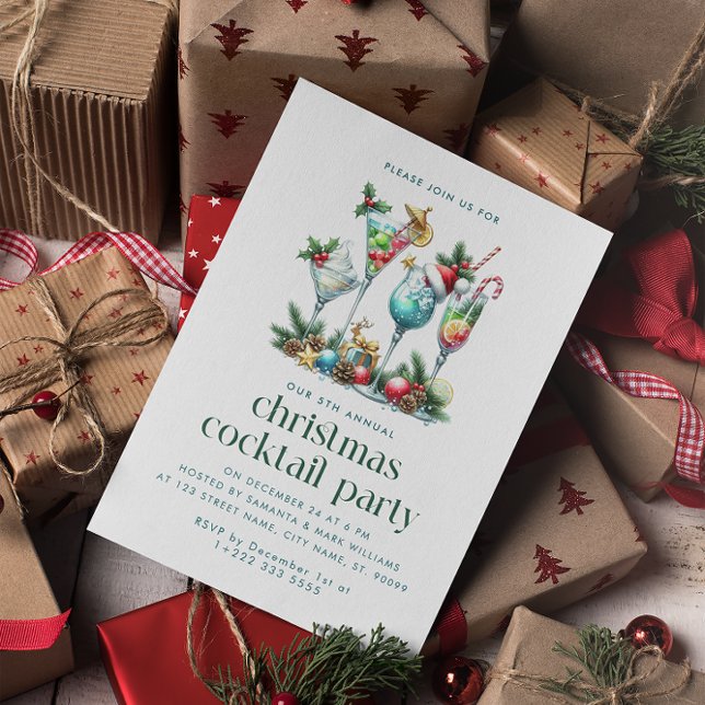 Carte De Remerciements Thème de Noël Cocktail fêté (Créateur téléchargé)