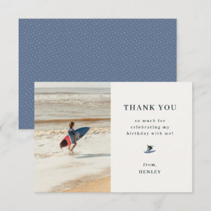 Carte De Remerciements Thème de surf cool Photo d'anniversaire