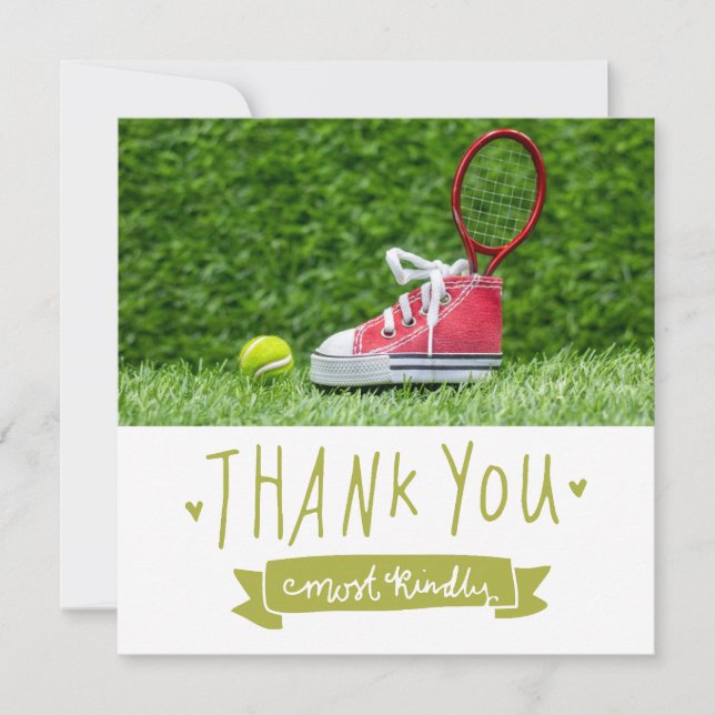 Carte De Remerciements Thème de tennis (Devant)