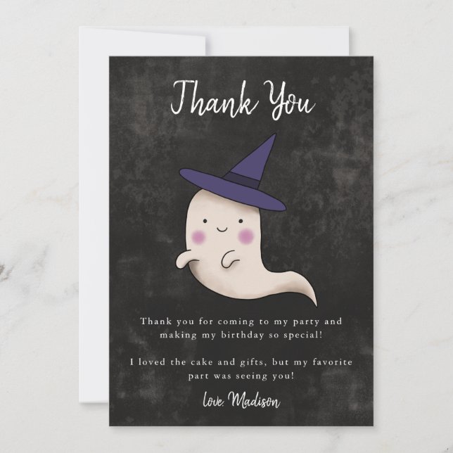 Carte De Remerciements Thème d'Halloween Little Boo pour l'anniversaire d (Devant)