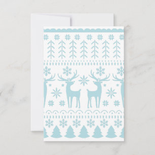 Carte De Remerciements Thème d'hiver Art populaire Bleu Arctique